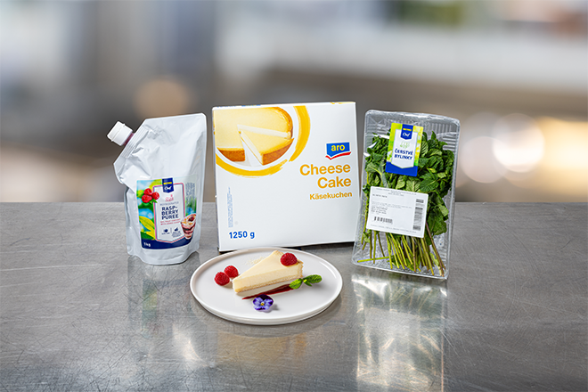 ARO Cheesecake s malinovým pyré a malinami